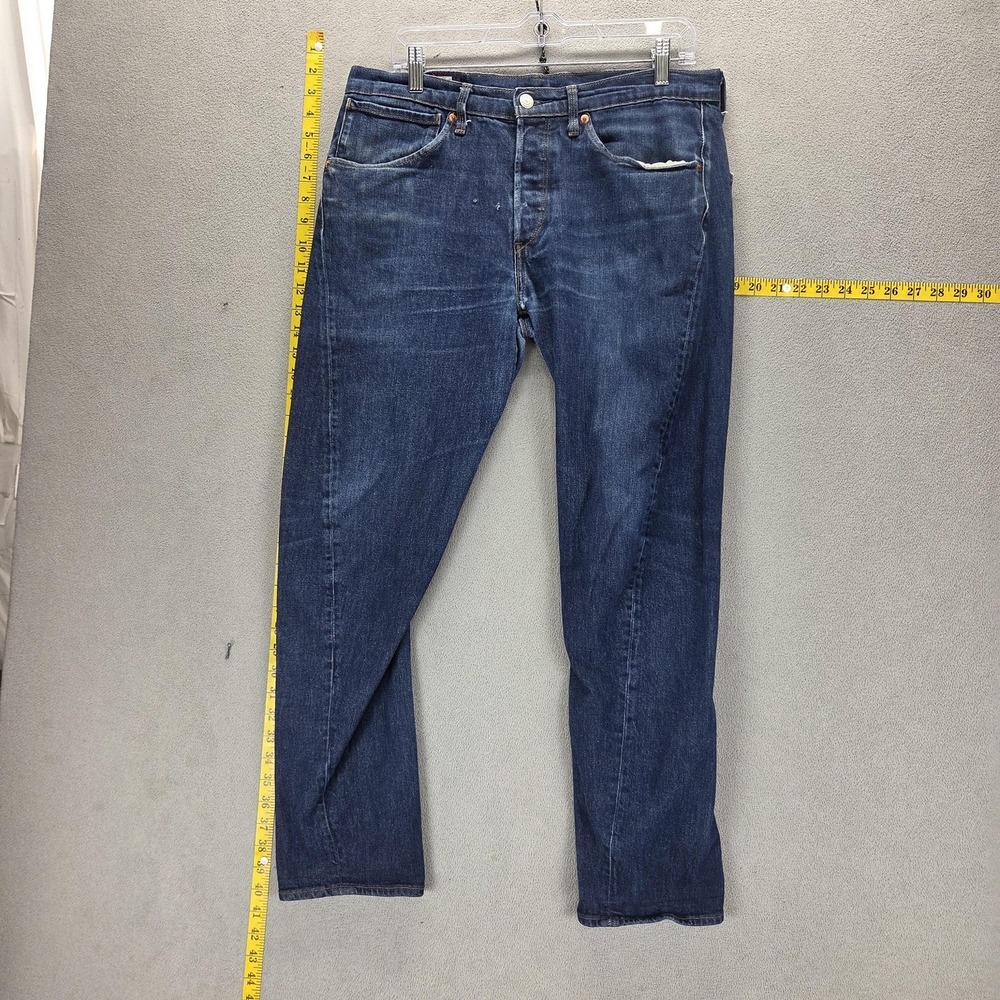 Levis Engineered Jeans Mens Blue Red Patch Twisted Button Fly Fits 32x28